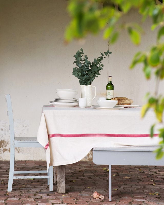 Cream linen table cloth