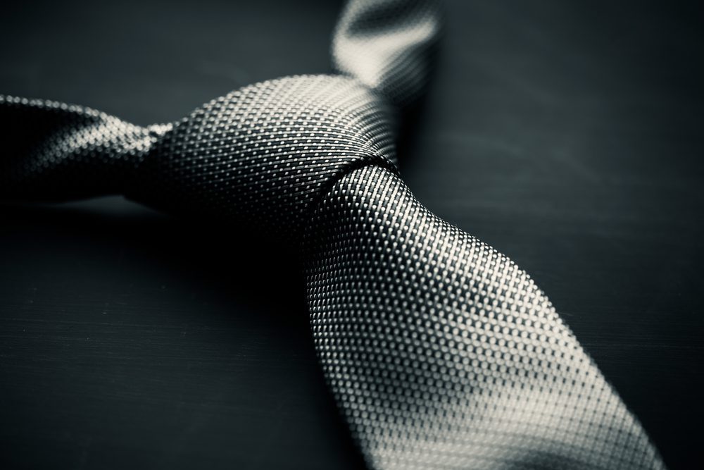 black, silk, tie