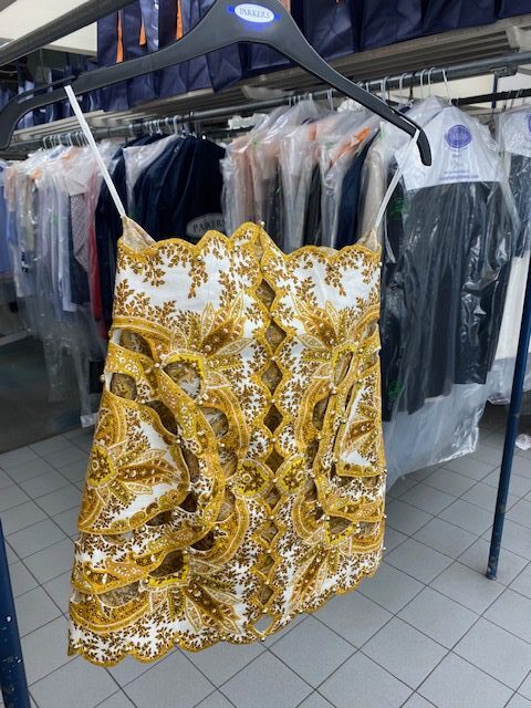 gold patterned skirt